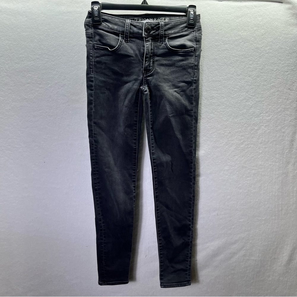 American Eagle Super Stretch Jegging Jeans Womens 00 Black Denim Stretch 2620